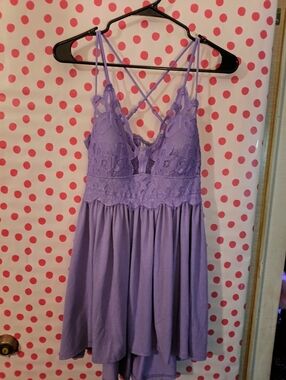 Zenana Outfitters Lilac Purple Lace/Tiered Mini Dress XL NWOT 💜